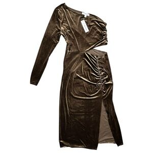 The Drop Women's Lia One-Shoulder Cutout Velvet Midi Dress